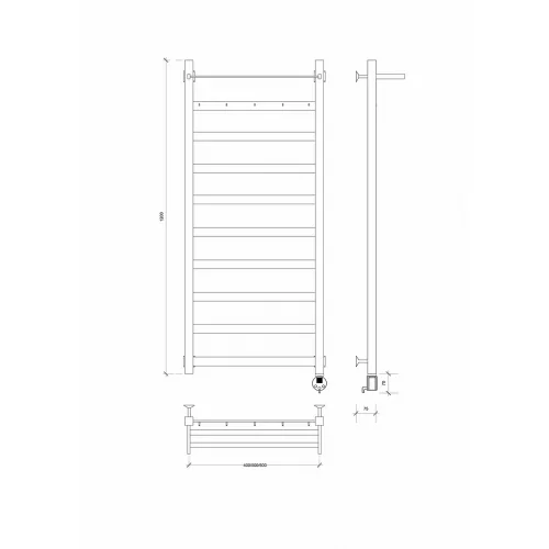 Полотенцесушитель Комано 1 КСП 1200x600 электрический нержавейка