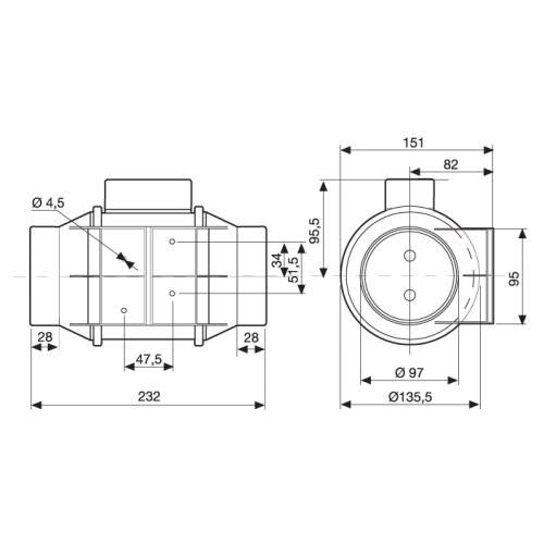 Канальный вентилятор S&P TD-160/100 NT