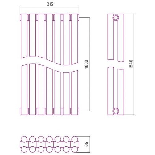 Отопительный радиатор Эстет-11 1800х315 7 секций