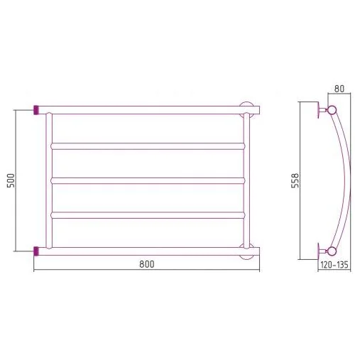 Полотенцесушитель водяной Минор 0602 500х800 (3) Г