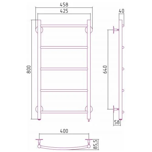 Полотенцесушитель электрический Формат 40 П 800х400 (5) Г16