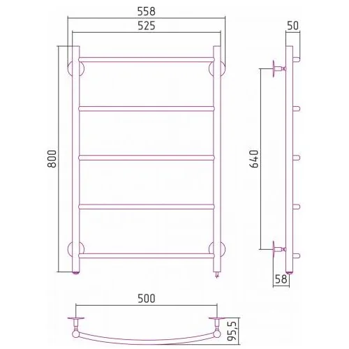 Полотенцесушитель электрический Формат 40 П 800х500 (5) Г16