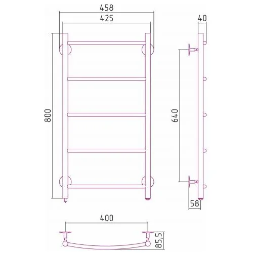 Полотенцесушитель электрический Формат 40 Л 800х400 (5) Г16