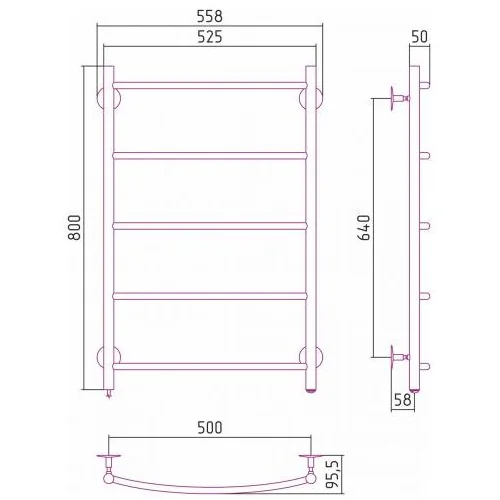 Полотенцесушитель электрический Формат 40 Л 800х500 (5) Г16