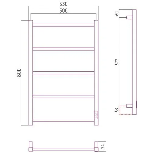 Полотенцесушитель электрический Формат 26 800х500 правый