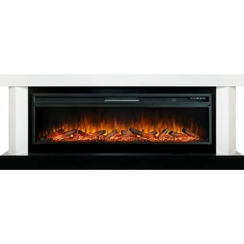 Каминокомплект Vancouver 60 - Белый с черным с очагом Vision 60 LOG LED