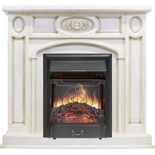 Каминокомплект Florence - Слоновая кость с патиной с очагом Majestic FX Black