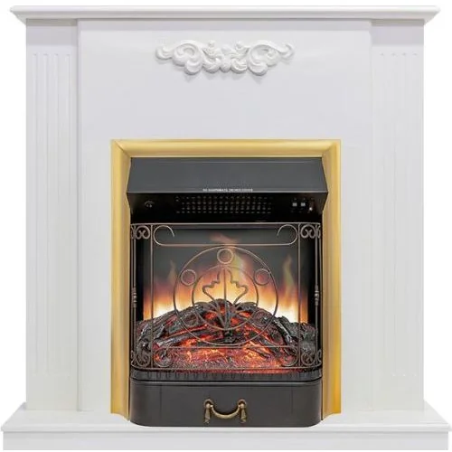 Каминокомплект Capri - Белое дерево делюкс с очагом Majestic FX Brass