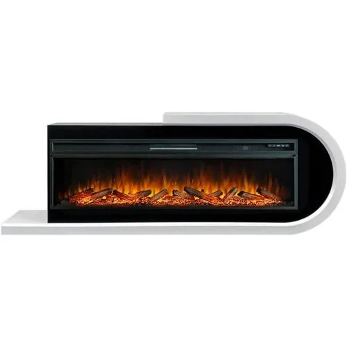 Каминокомплект Basel 60 R - Белый с черным с очагом Vision 60 LOG LED