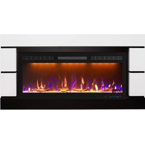 Каминокомплект Modern 42 - Белый с черным (Ширина 1395 мм) с очагом Crystal 40 RF