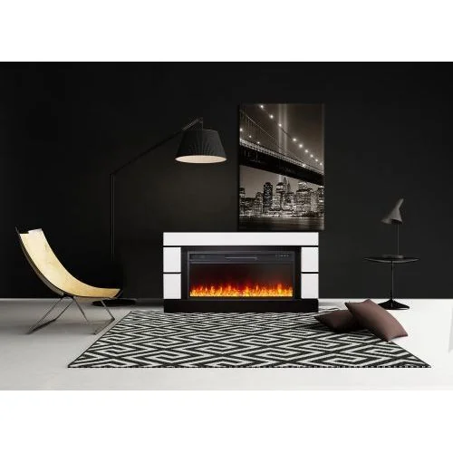 Каминокомплект Modern 42 SFT - Белый с черным с очагом Vision 42 LOG LED