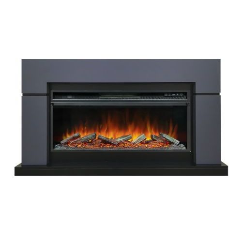 Каминокомплект Lindos V42 SFT (Разборный) -  Серый графит (Ширина 1470мм) с очагом Vision 42 LOG LED