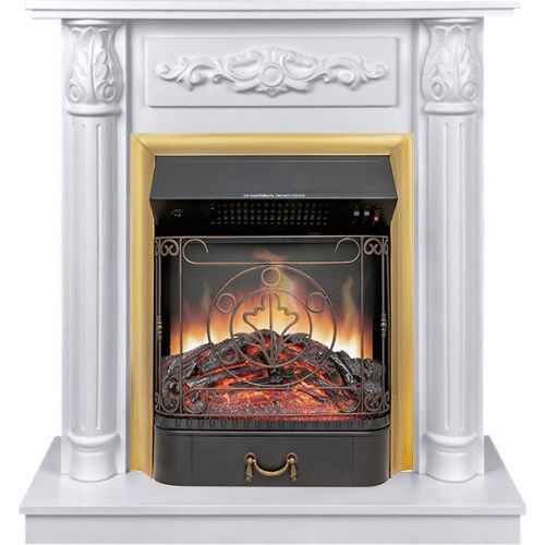 Каминокомплект Laura (Разборный) - Белый с очагом Majestic FX Brass