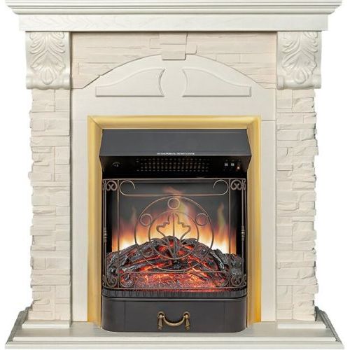 Каминокомплект Dublin (Разборный) - Слоновая кость с очагом Majestic FX Brass
