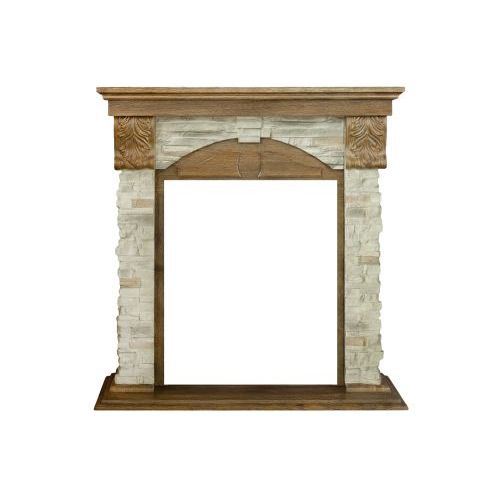 Каминокомплект Dublin (Разборный) - Дуб коньяк / Камень Онтарио с очагом Aspen Black