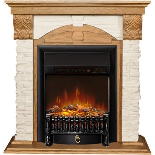 Каминокомплект Dublin (Разборный) - Дуб / Сланец бежевый с очагом Fobos FX M Black RC