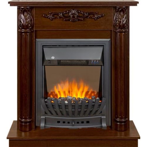 Каминокомплект Laura (Разборный) - Темный орех с очагом Aspen Black