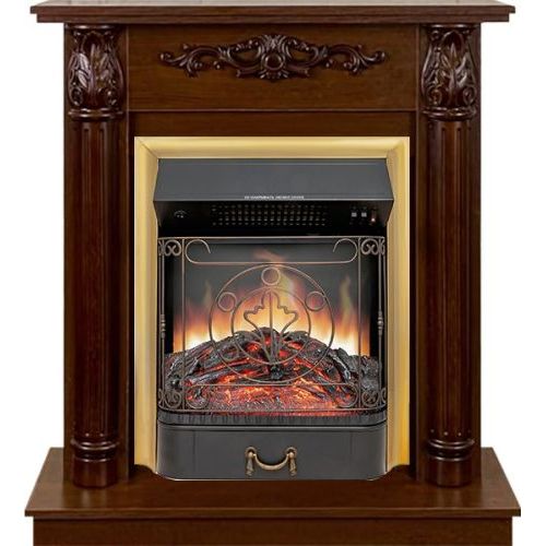 Каминокомплект Laura (Разборный) - Темный орех с очагом Majestic FX Brass