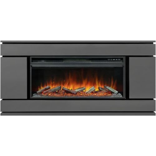 Каминокомплект Портал-тумба Stockholm (Разборный) - Серый графит с черным с очагом Vision 42 LOG LED