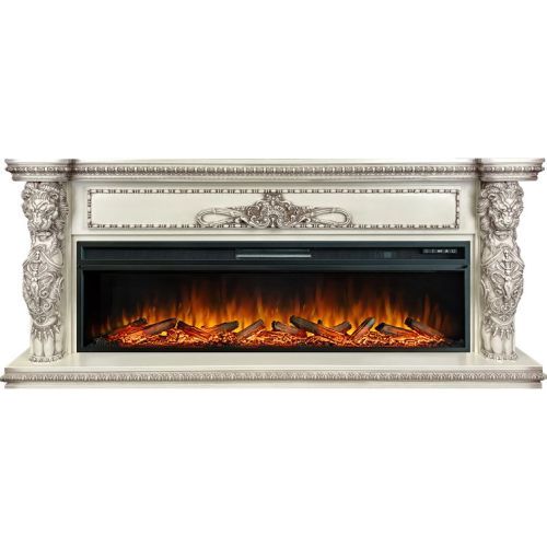 Каминокомплект Windsor 60 - Слоновая кость с темной патиной с очагом Vision 60 LOG LED