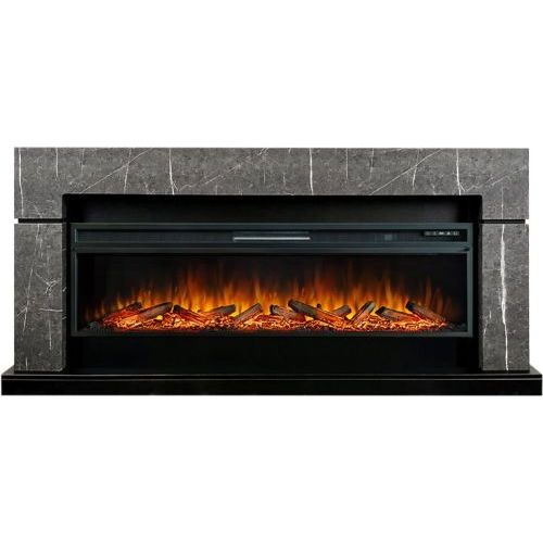 Каминокомплект Lindos 60 SFT - Серый мрамор с очагом Vision 60 LOG LED