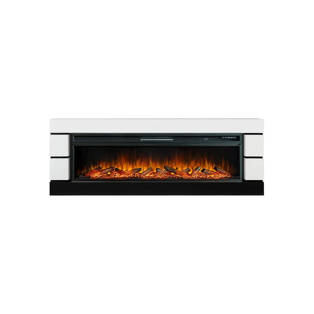 Каминокомплект Modern - Белый с черным с очагом Vision 60 LOG LED