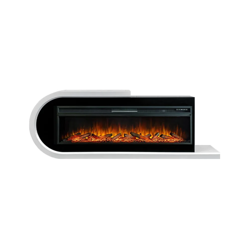 Каминокомплект Basel 60 L - Белый с черным с очагом Vision 60 LOG LED