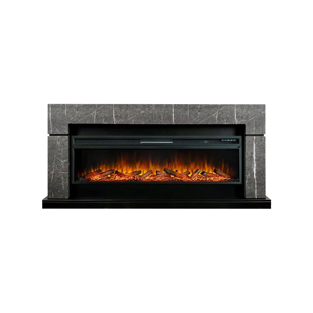Каминокомплект Lindos 60 SFT - Серый мрамор с очагом Vision 60 LOG LED