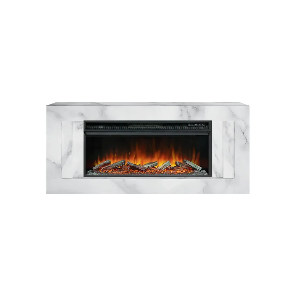 Каминокомплект Line 42 SFT White Marble (Разборный) - Белый мрамор с очагом Vision 42 LOG LED