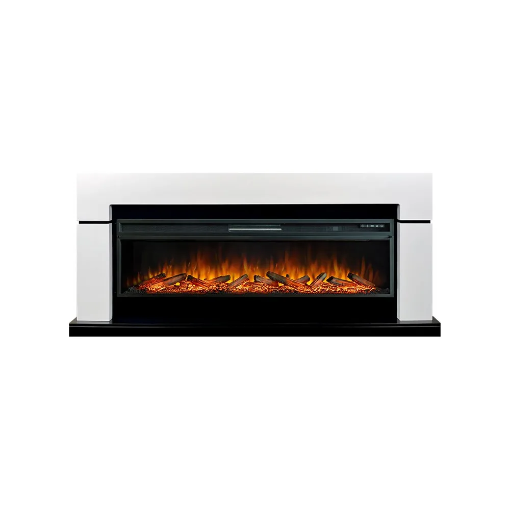 Каминокомплект Lindos 60 - Белый с черным с очагом Vision 60 LOG LED