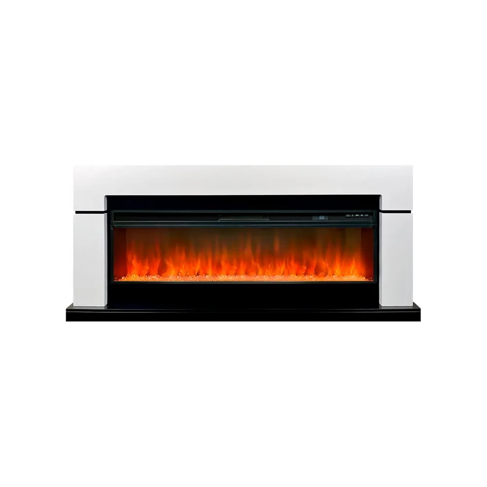 Каминокомплект Lindos 60 (Разборный) - Белый с черным с очагом Vision 60 LED