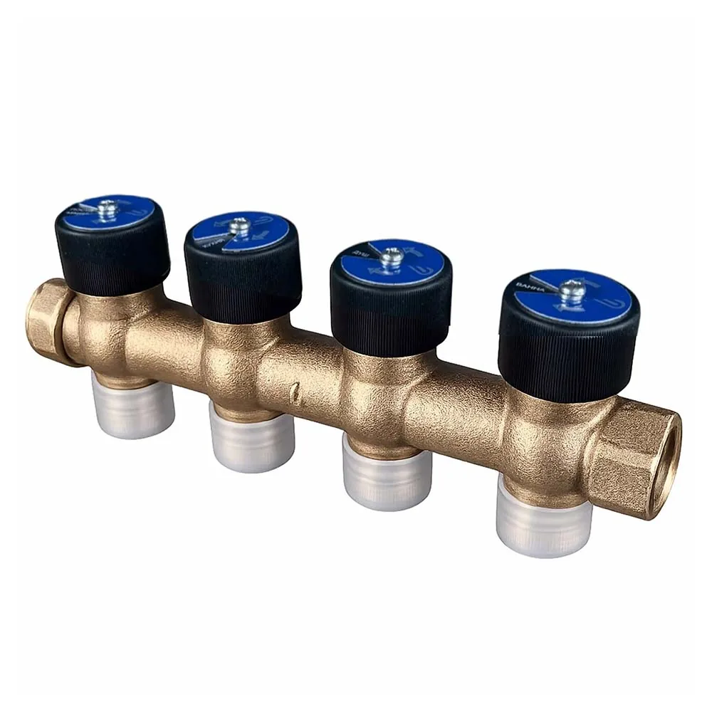 USYSTEMS коллектор SHB 3/4 бронзовый с вентилями НР/ВР 4x3/4НР Евроконус, ц/ц 50мм '1И