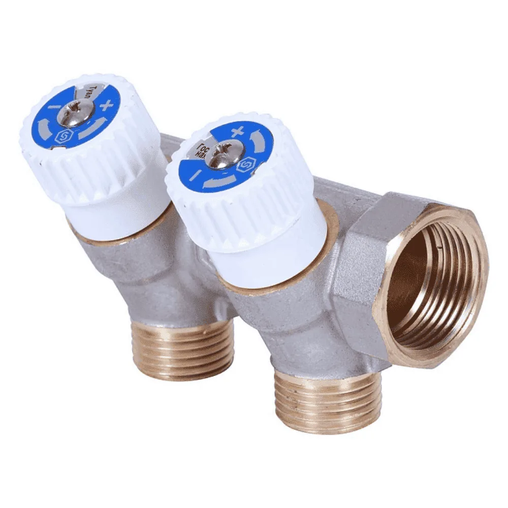 SMB 6852 341202 STOUT Коллектор распределительный 3/4, 2 отвода 1/2 плоское уплотнение