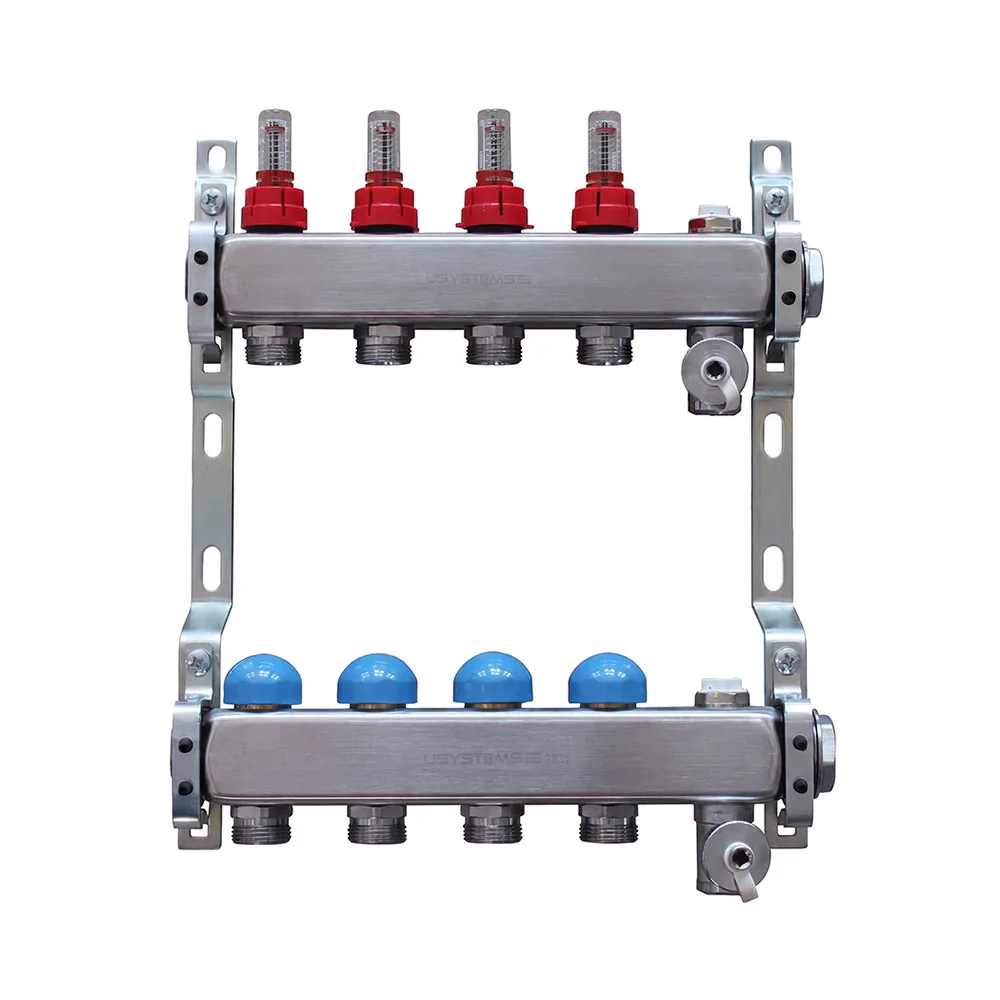 USYSTEMS коллектор FT с расходомерами стальной, выходы 4x3/4 Евроконус '1Ф