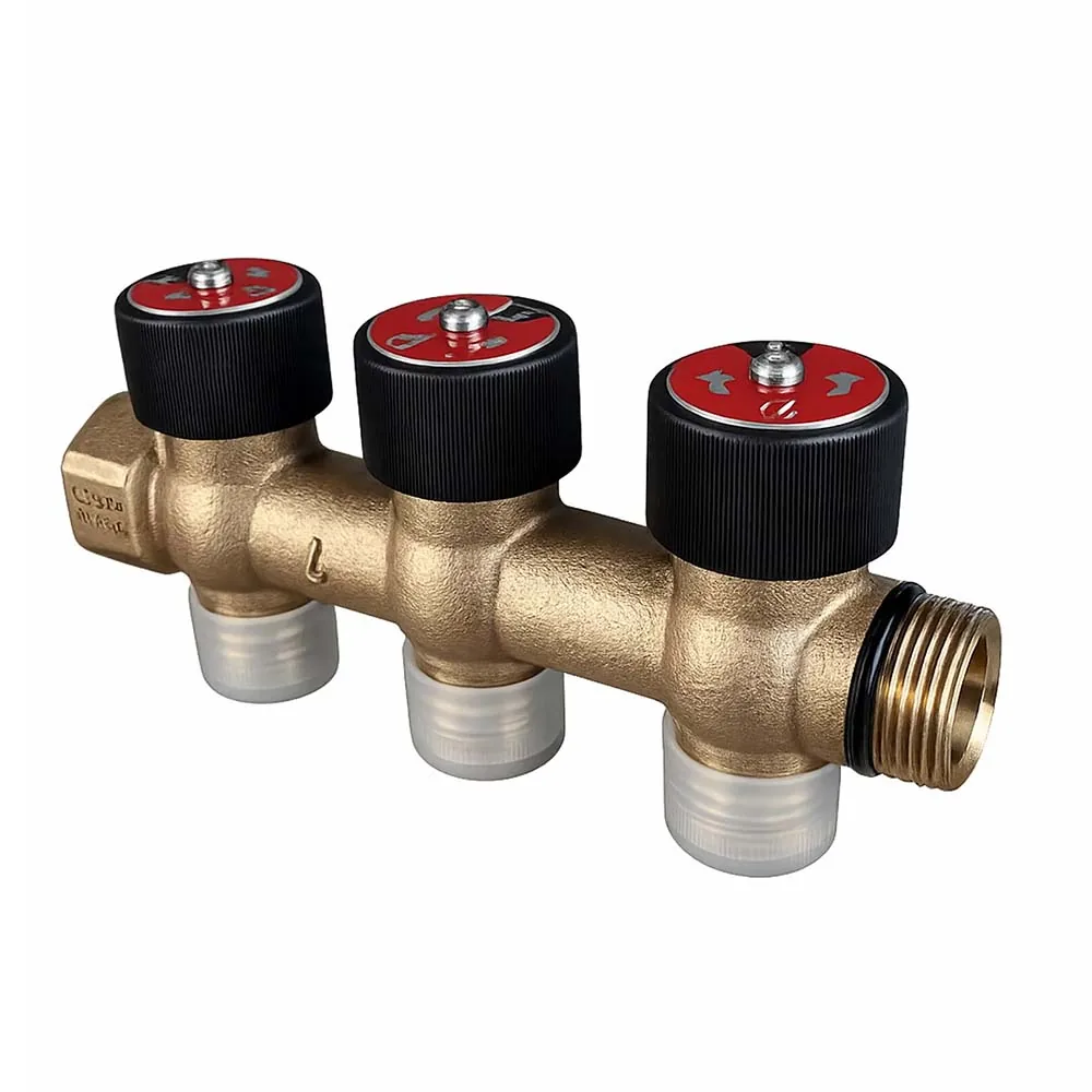 USYSTEMS коллектор SHB 3/4 бронзовый с вентилями НР/ВР 3x3/4НР Евроконус, ц/ц 50мм '1И