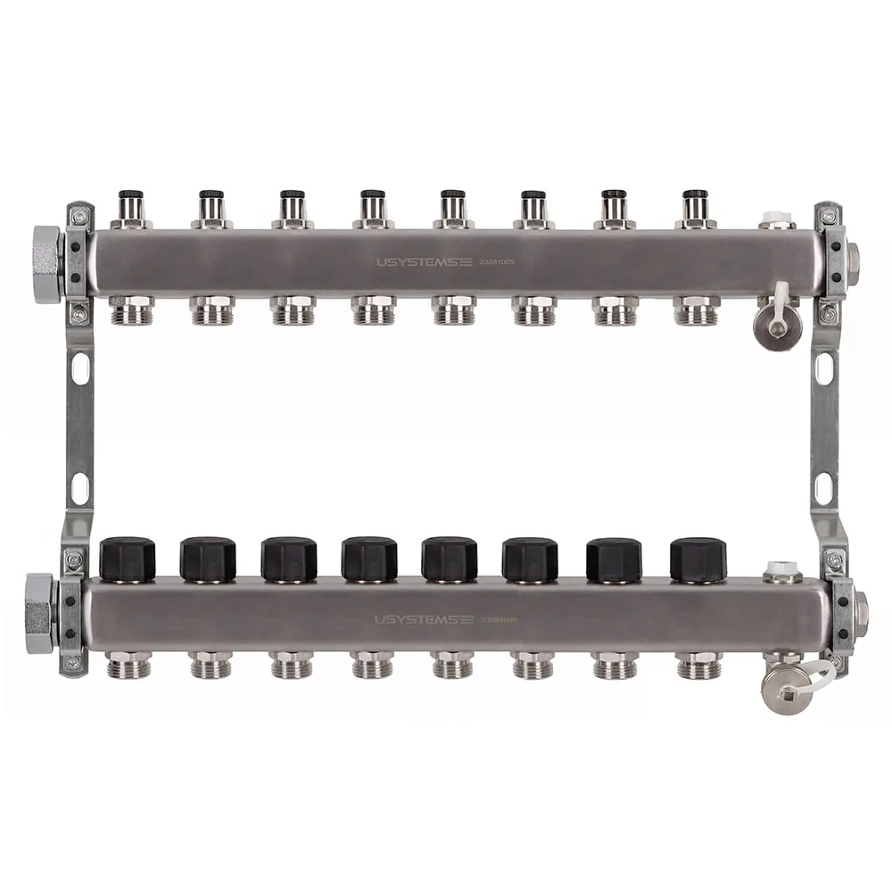 USYSTEMS коллектор UN с клапанами стальной с накидной гайкой, выходы 8x3/4 Евроконус '1Ф