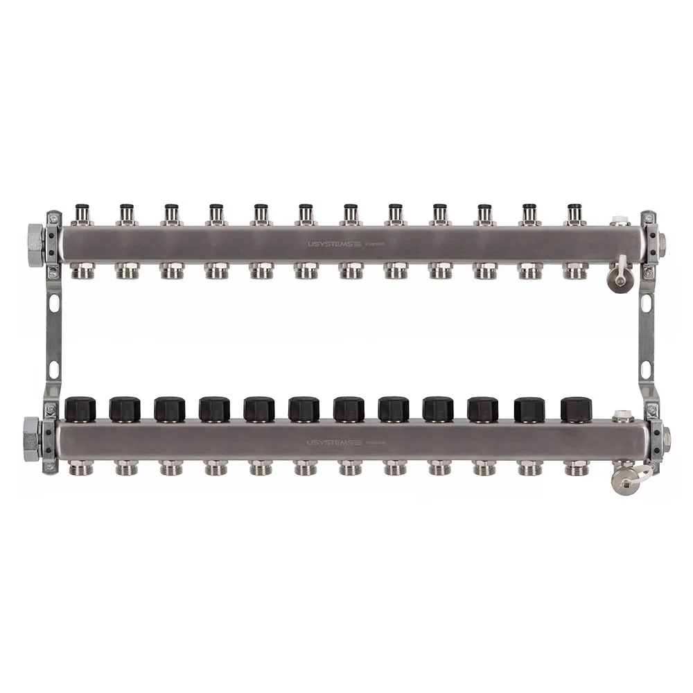 USYSTEMS коллектор UN с клапанами стальной с накидной гайкой, выходы 12x3/4 Евроконус '1И