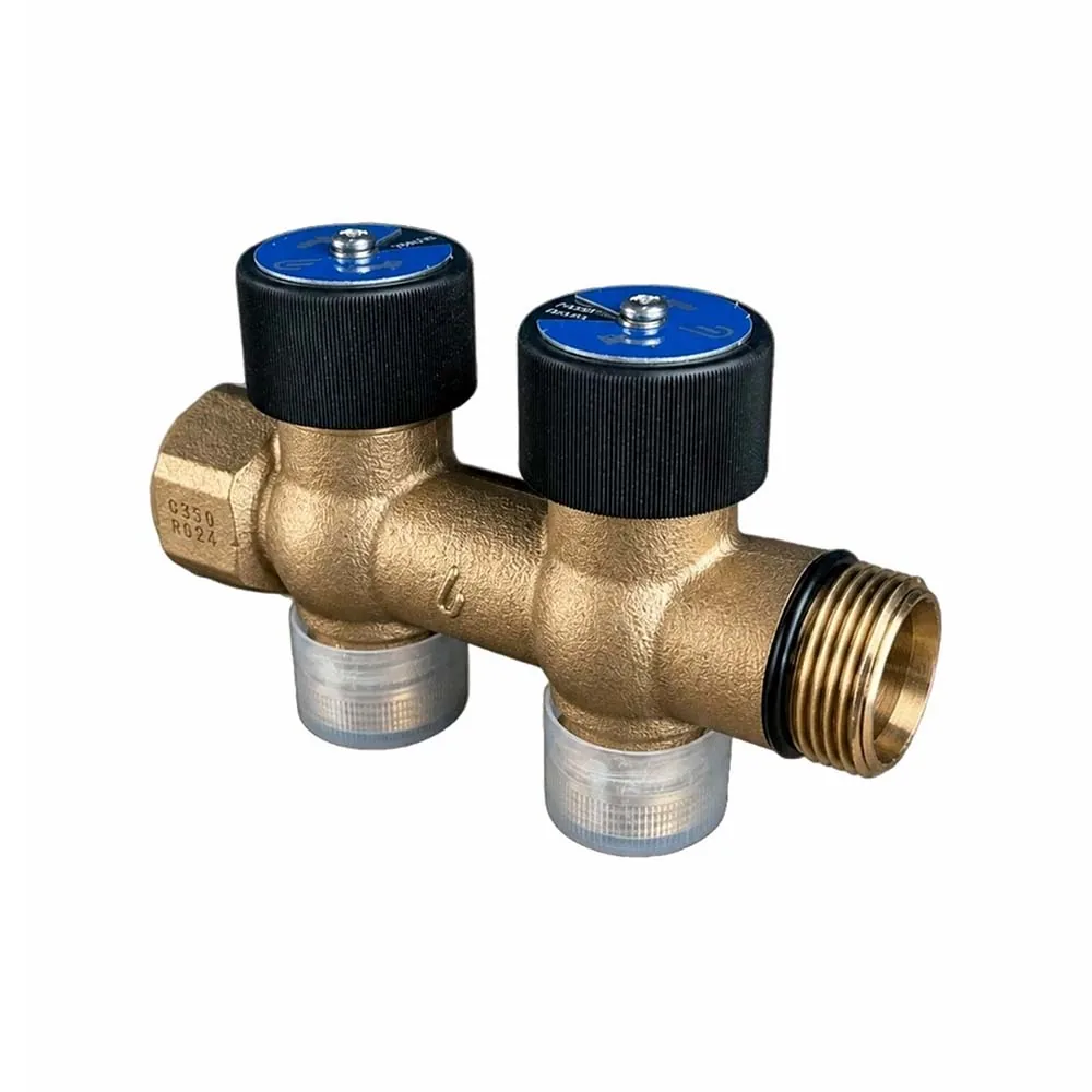 USYSTEMS коллектор SHB 3/4 бронзовый с вентилями НР/ВР 2x3/4НР Евроконус, ц/ц 50мм '1И