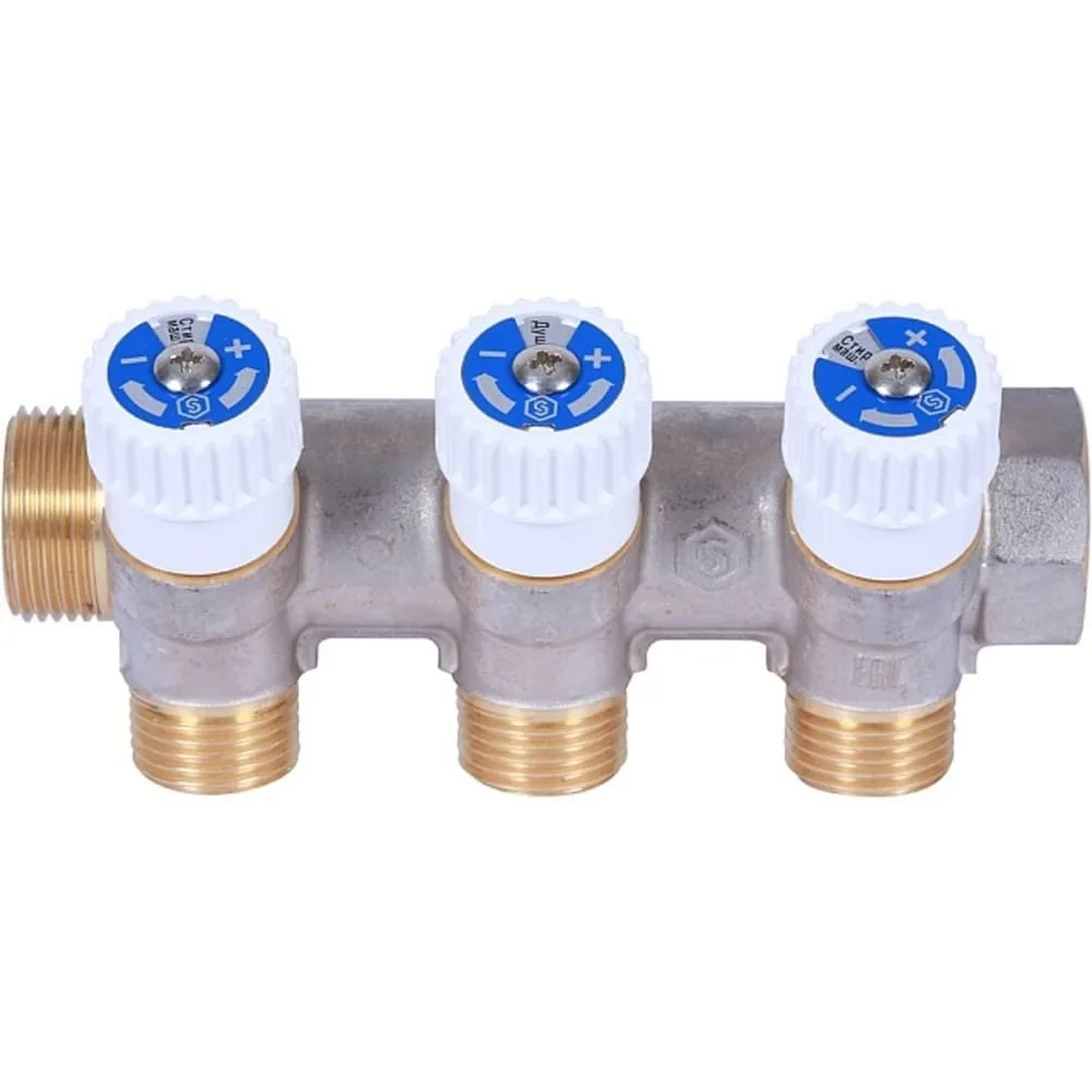 SMB 6852 341203 STOUT Коллектор распределительный 3/4, 3 отвода 1/2 плоское уплотнение