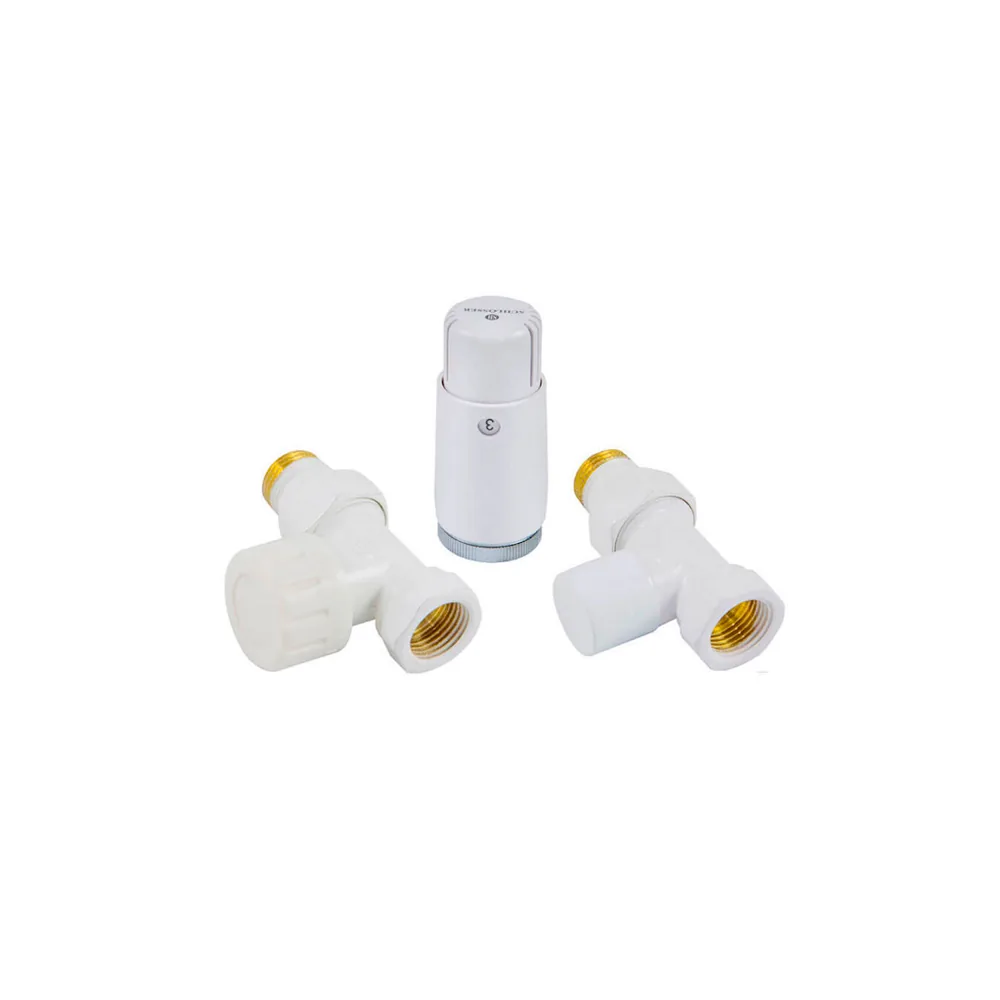 Комплект Schlosser DN15 GZ1/2 x GW1/2 проходной с головкой Мини M30x1,5, Белый