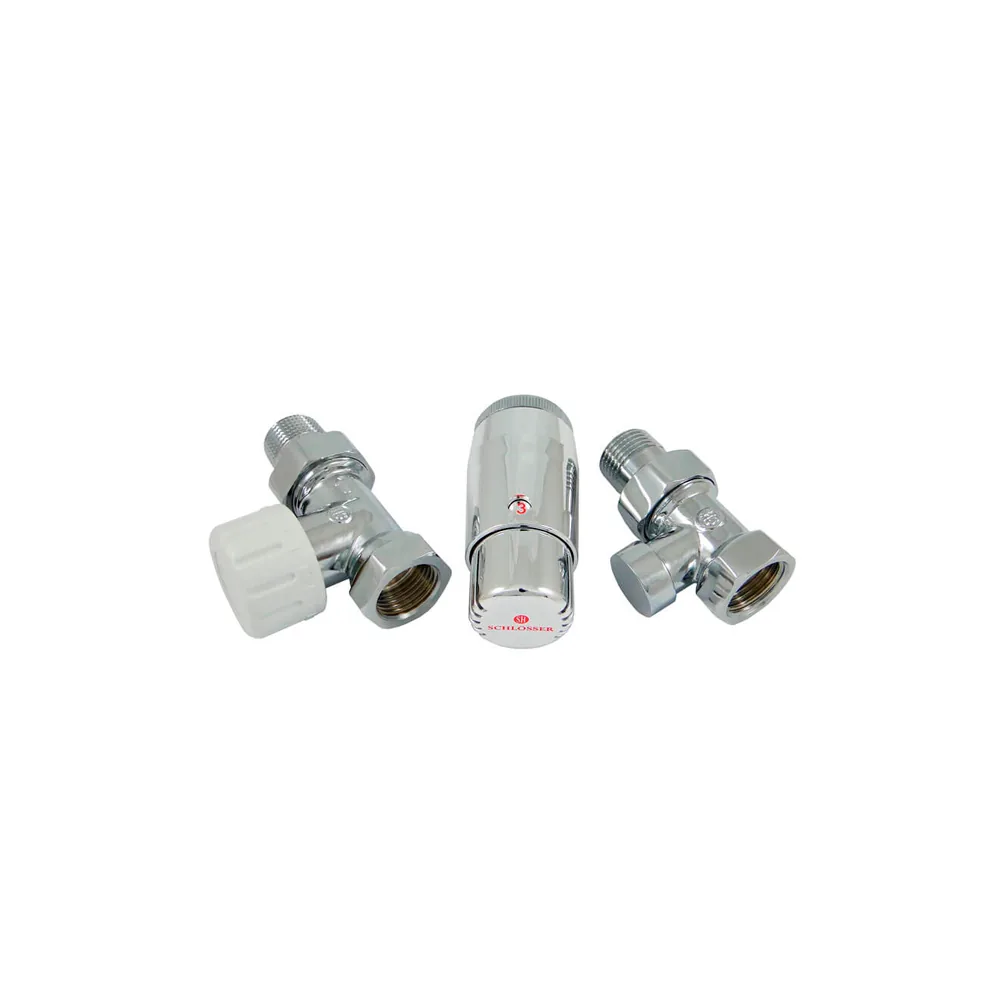 Комплект Schlosser DN15 GZ1/2 x GW1/2 проходной с головкой Мини M30x1,5, Хром