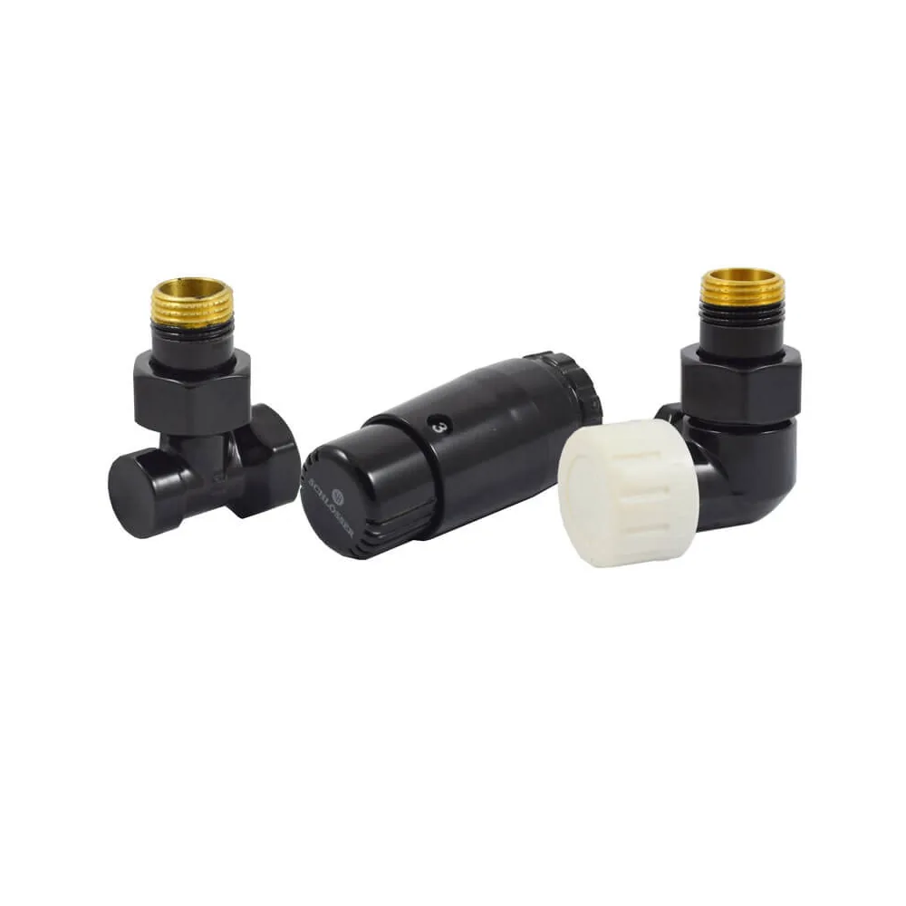 Комплект Schlosser DN15 GZ1/2x GW 1/2 трехосевой правый с головкой Мини M30x1,5, Черный