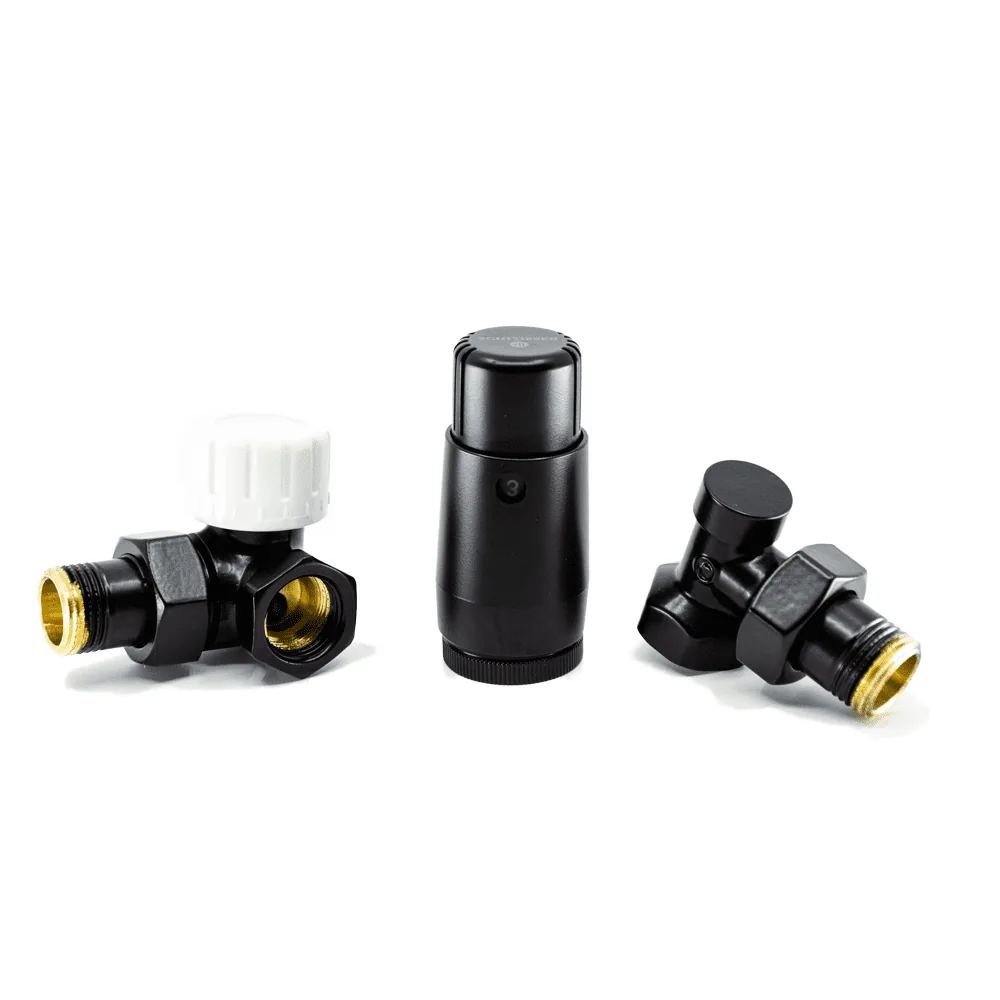 Комплект трехосевой Schlosser DN15 GZ1/2 x GW1/2, левый, с головкой Мини M30x1,5, Черный матовый