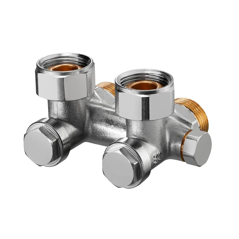 Узел нижнего подключения Oventrop Multiflex V, 3/4 НГ х 3/4 НР, угловой (СЕ) для заполнения