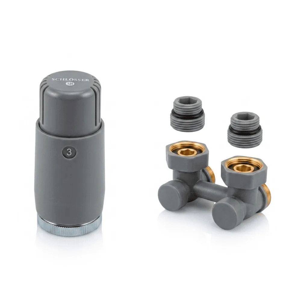 Комплект узла нижнего подключения Schlosser STANDARD Угловой G 3/4*3/4 с термоголовкой MINI