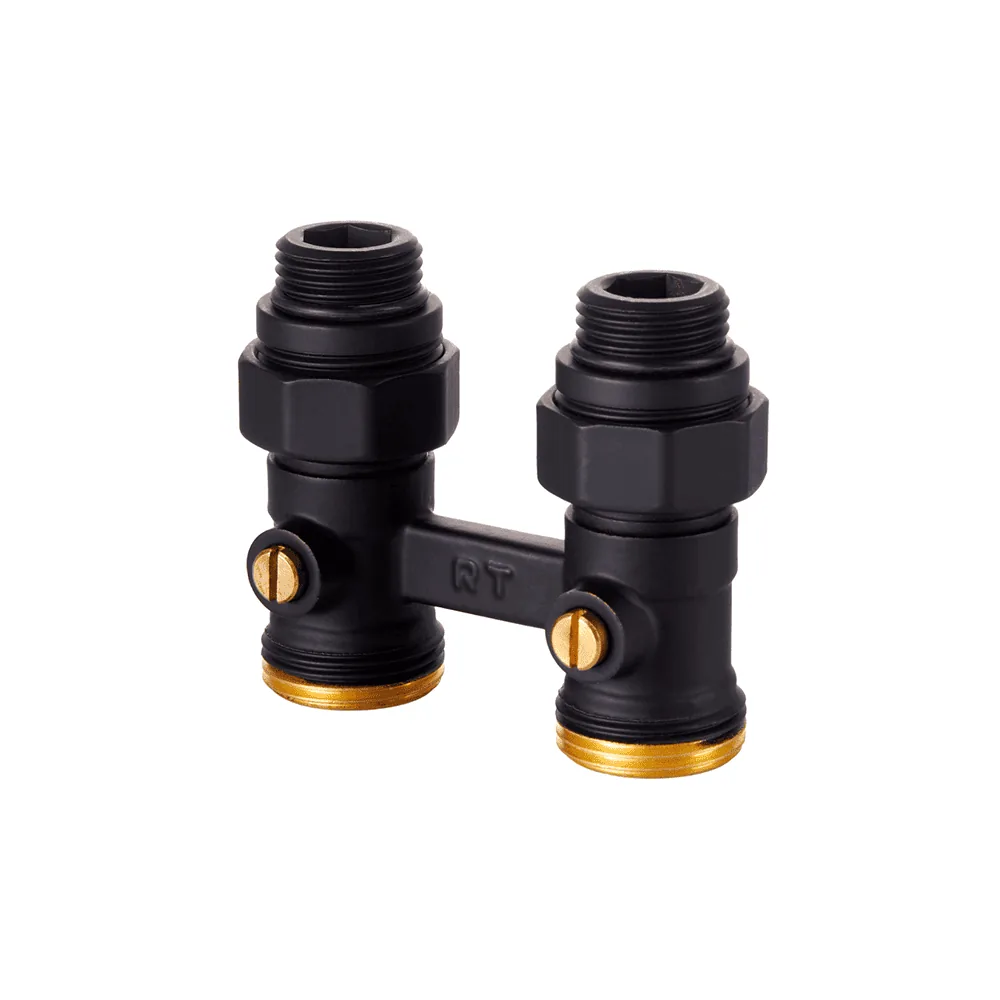 Узел нижнего подключения Royal Thermo прямой 1/2х3/4 EK (черный)